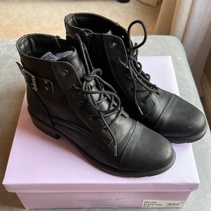 Madden Girl Dellah Black Combat Boot